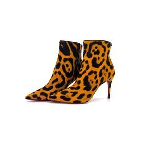 NEW Christian Louboutin So Kate 85 Spicy Leopard Pony Hair Booty 36.5